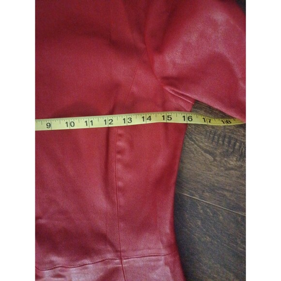 AS BY DF Mrs. Smith Stretch Red Body con Knee Long Leather Dress Size M - Picture 7 of 9